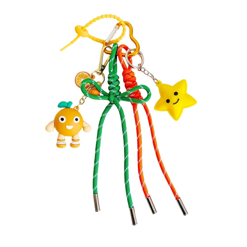 7402 Cute Orange Star Rope Braided Keychain Bag Charms for Handbag Purse